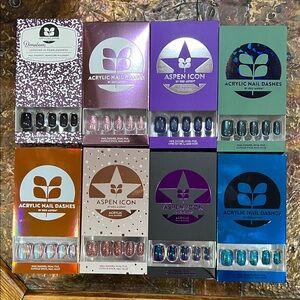 Aspen Icon Acrylic Nail Dashes Set - Black, Purple, Blue, Gold